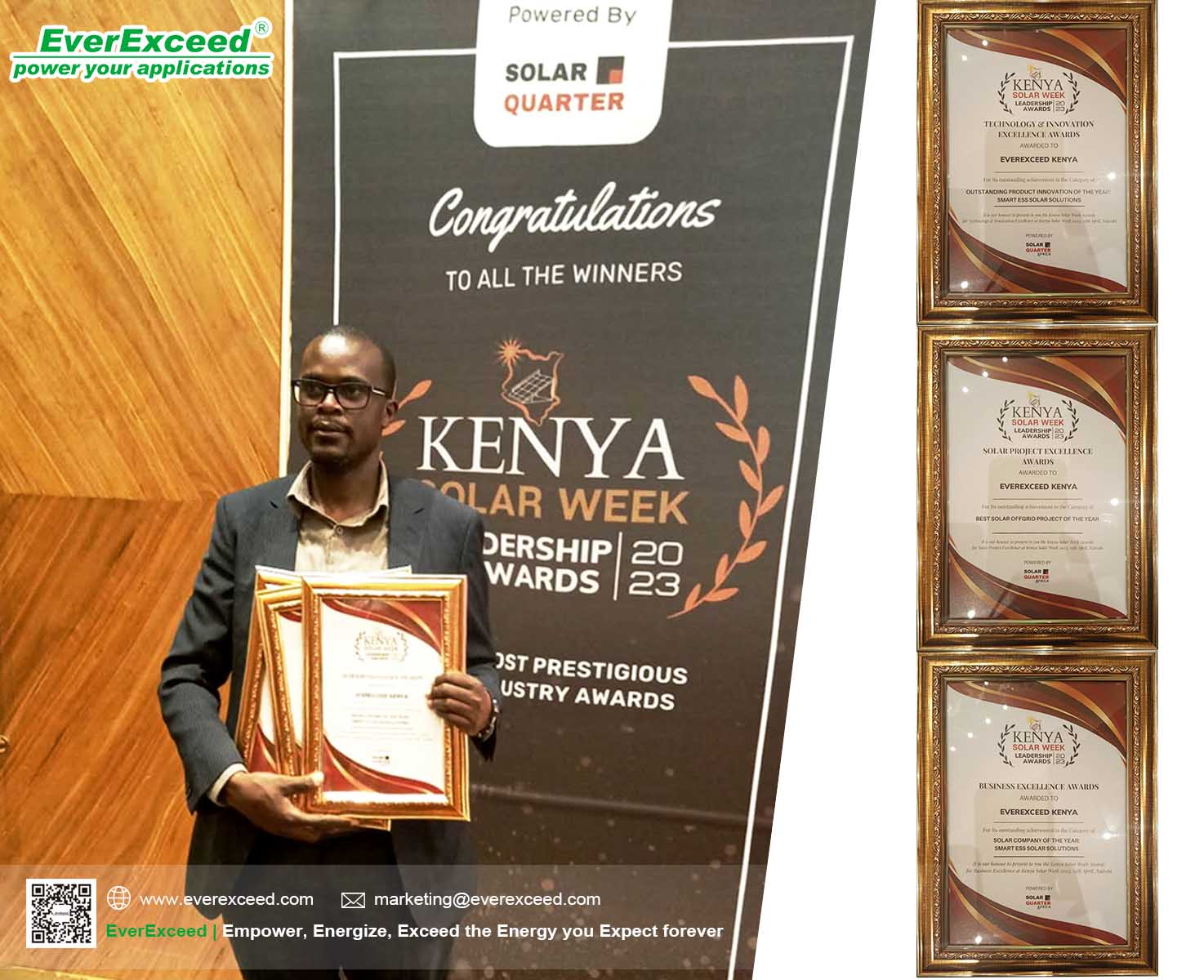 EverExceed Kenya получила три награды за выдающиеся достижения на Kenya Solar Week 2023
